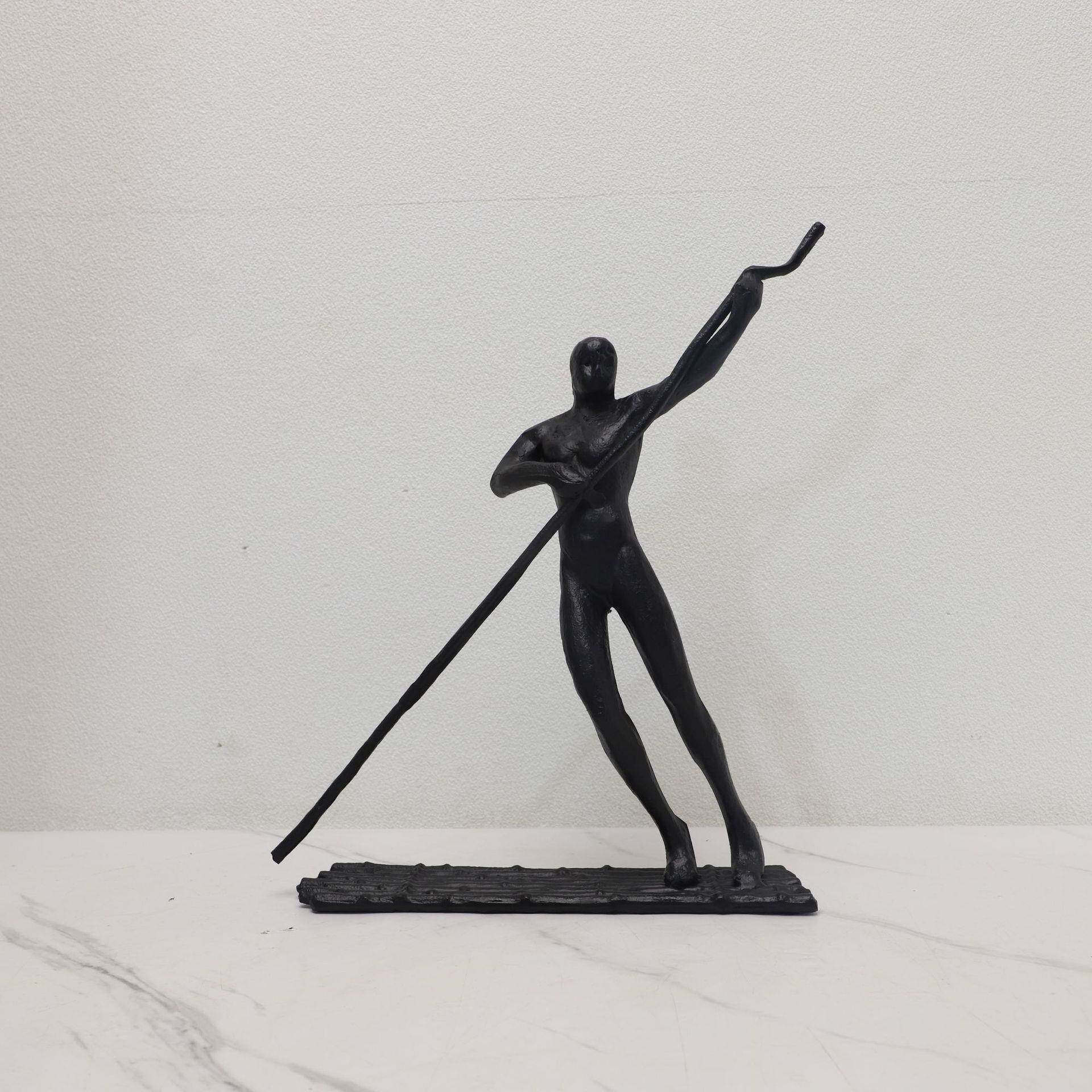 欧式极简金属划船人物摆件样板房电视柜茶几家居客厅工艺品摆件