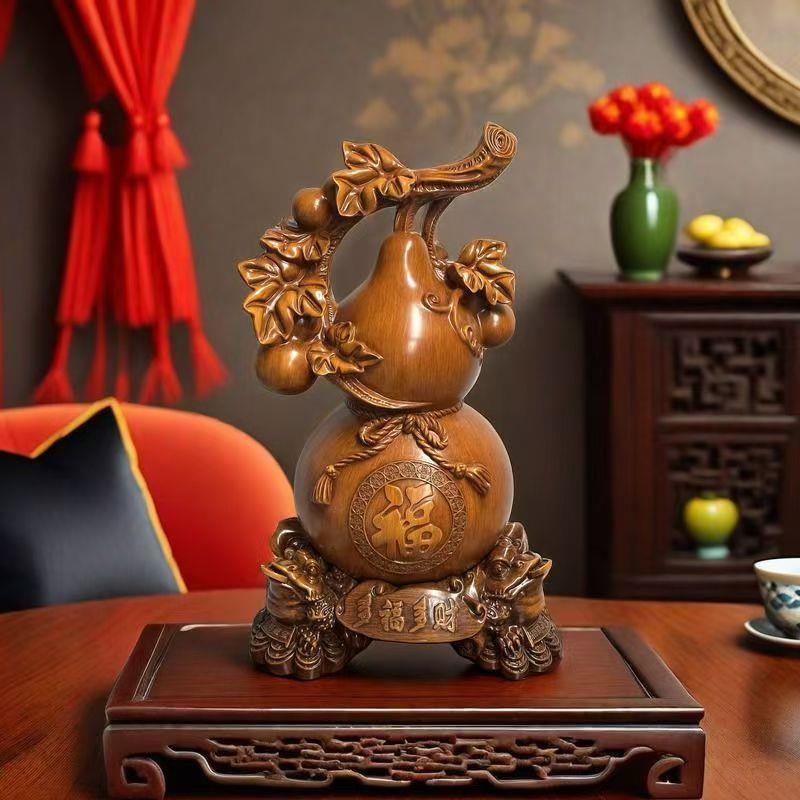 多福多财葫芦摆件家居客厅装饰品办公室酒柜玄关乔迁开业旺宅礼∑