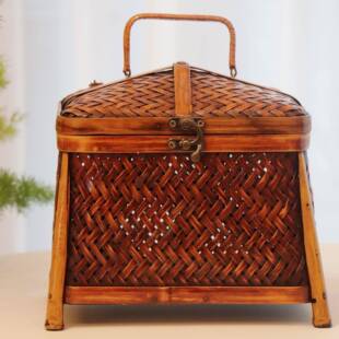 大漆竹编收纳盒竹制工艺品竹编篮 竹编礼盒竹篮子 竹制品 工艺品