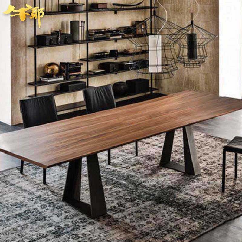 loft北欧乡村铁艺实木餐桌复古长方形办公会议桌餐厅咖啡厅长条桌