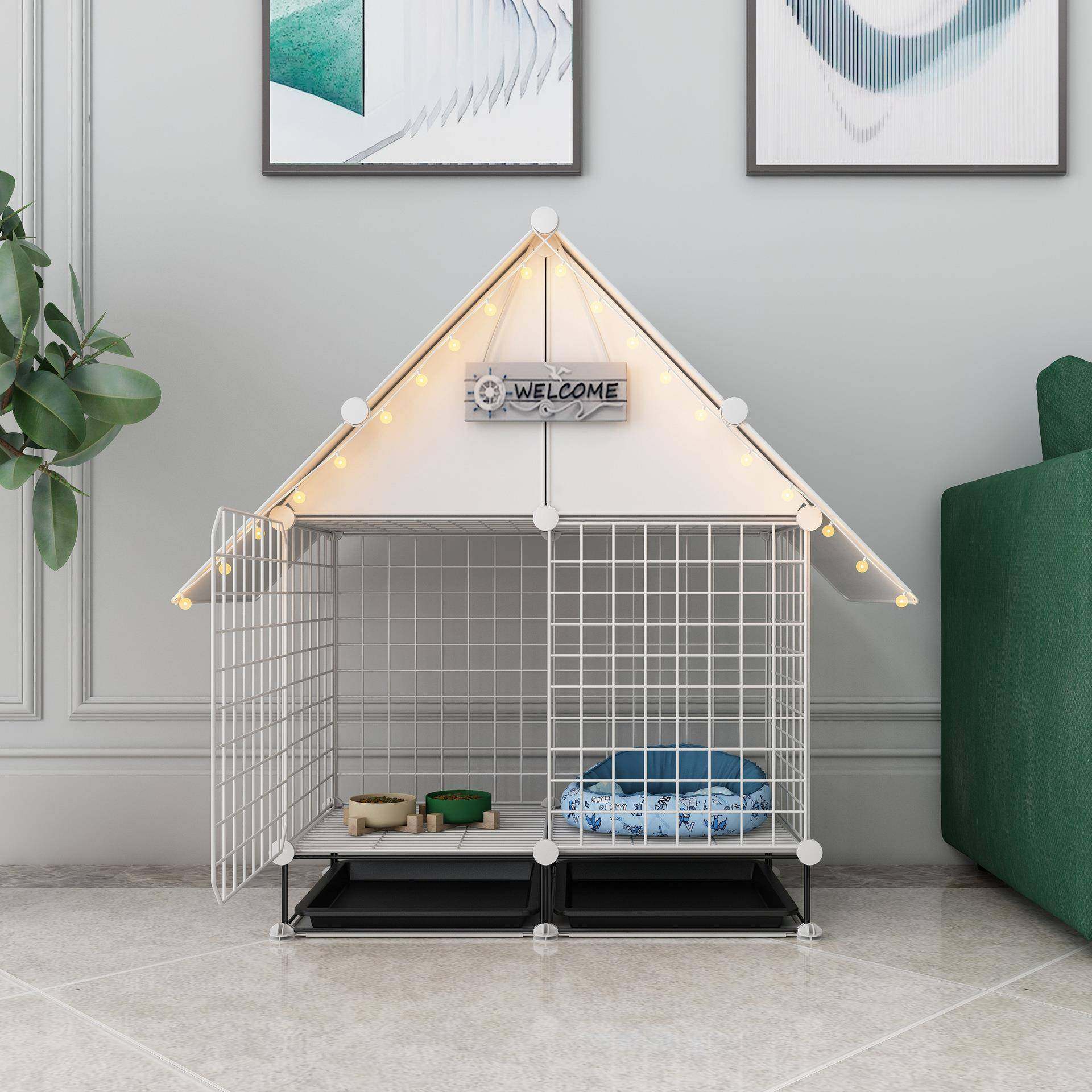 博美狗笼小型犬家用室内带厕所分离狗笼子狗屋围栏小别墅豪华狗窝