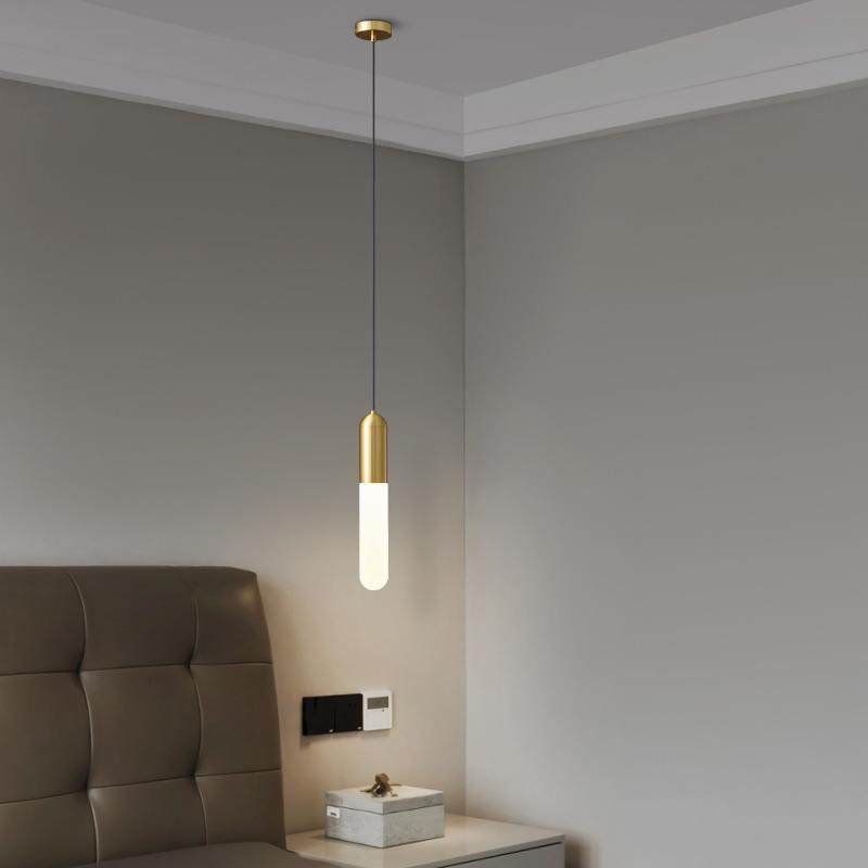 新款全铜卧室床头灯 现代简约创意长条吊线灯 轻奢电视背景墙吊灯