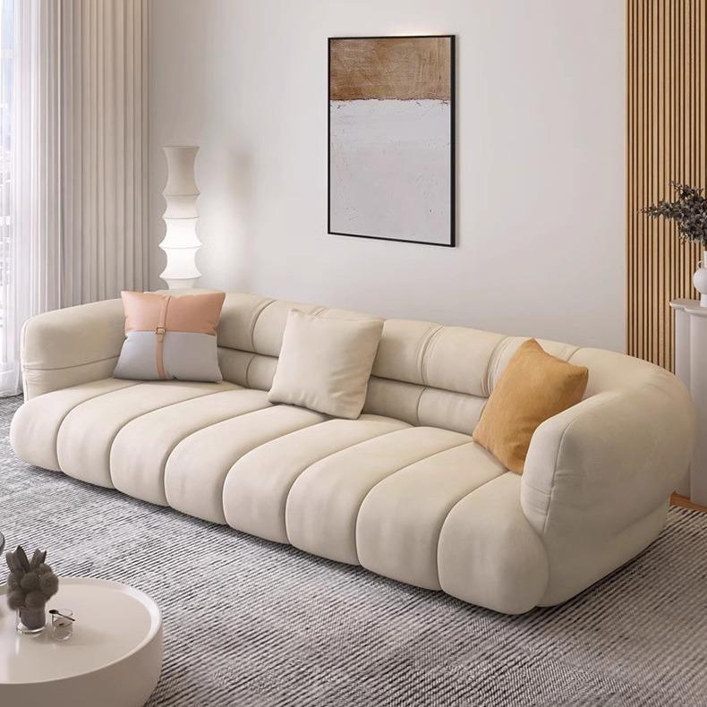 猫抓布绒布沙发现代简约客厅大小户型新款奶油风直排云朵沙发