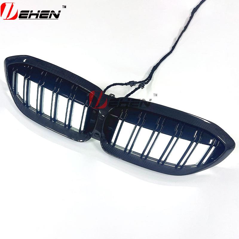 适用于2019-2025款新3系G20带灯LED真碳纤维发光中网格栅替换件