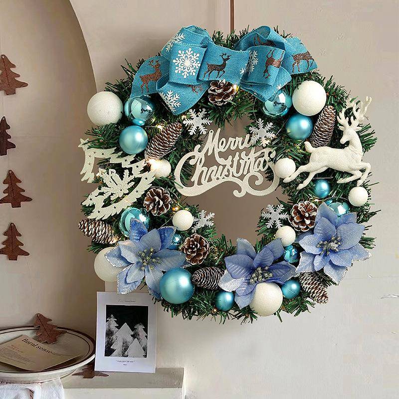 圣诞节装饰花环高级感成品场景布置仿真藤条2025圣诞树挂饰门饰