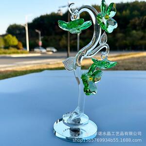 工厂直销水晶拉丝旋转四叶花幸运花家居摆件装饰送朋友送女友