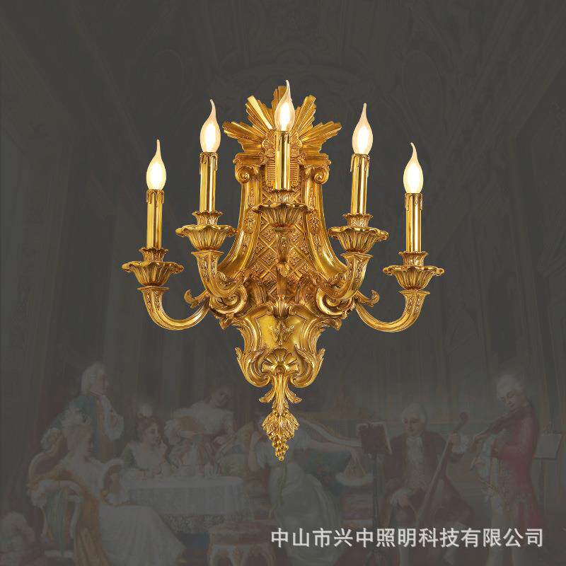 欧式全铜壁灯奢华复古纯铜别墅客厅灯卧室床头灯走廊过道法式
