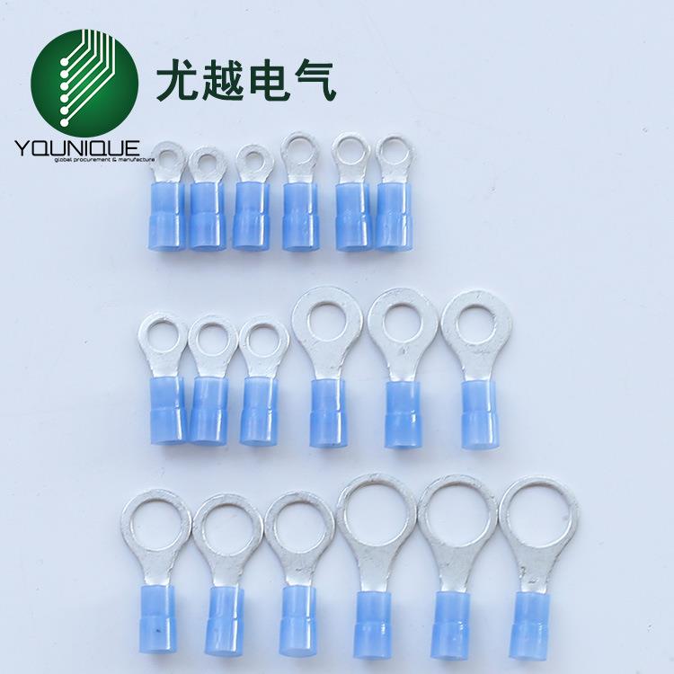 RVN2尼龙绝缘护套冷压端子圆型接线鼻OT圆形尼龙铜线鼻子环形端子