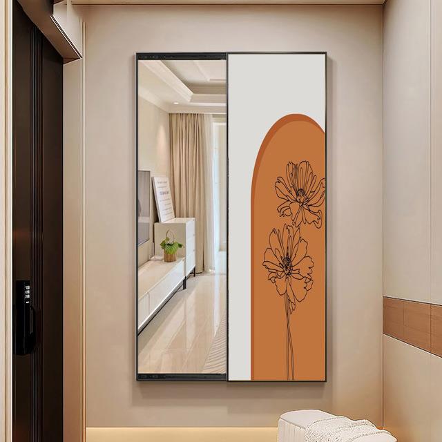 北欧向日葵玄关镜子装饰画客厅落地卧室现代走廊简约挂画壁画