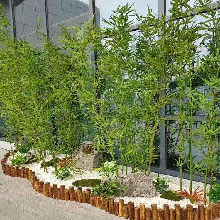 客厅装饰细绿植环保人造仿真竹假竹子高水竹酒店公司隔断屏风毛竹
