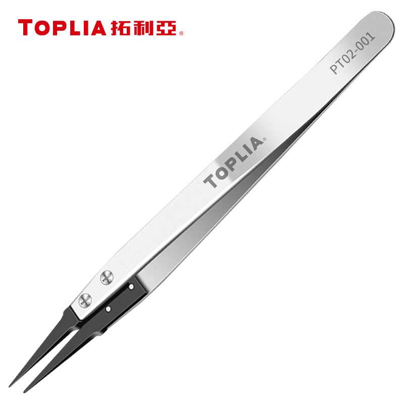 拓利亚防静电纤维镊子不锈钢镊子电子BGA芯片维修无尘室 PT02-001