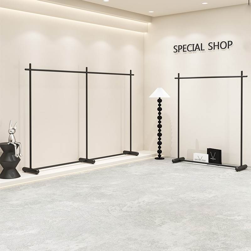 服装店展示架落地式上墙架挂衣架简约黑色中岛陈列架女装店货架子