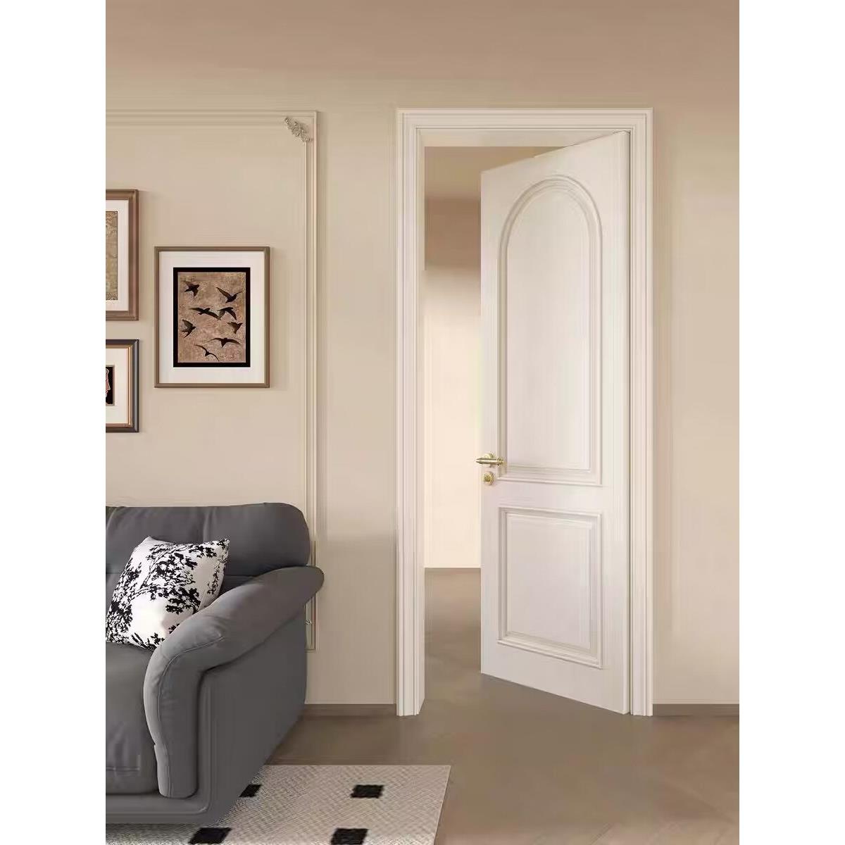 法式木门实木复合烤漆门室内卧室门套装门卫生间门房间双开门定制