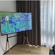 复古简约电视机落地支架实木中古可移动立式挂架55/65/75英寸架子