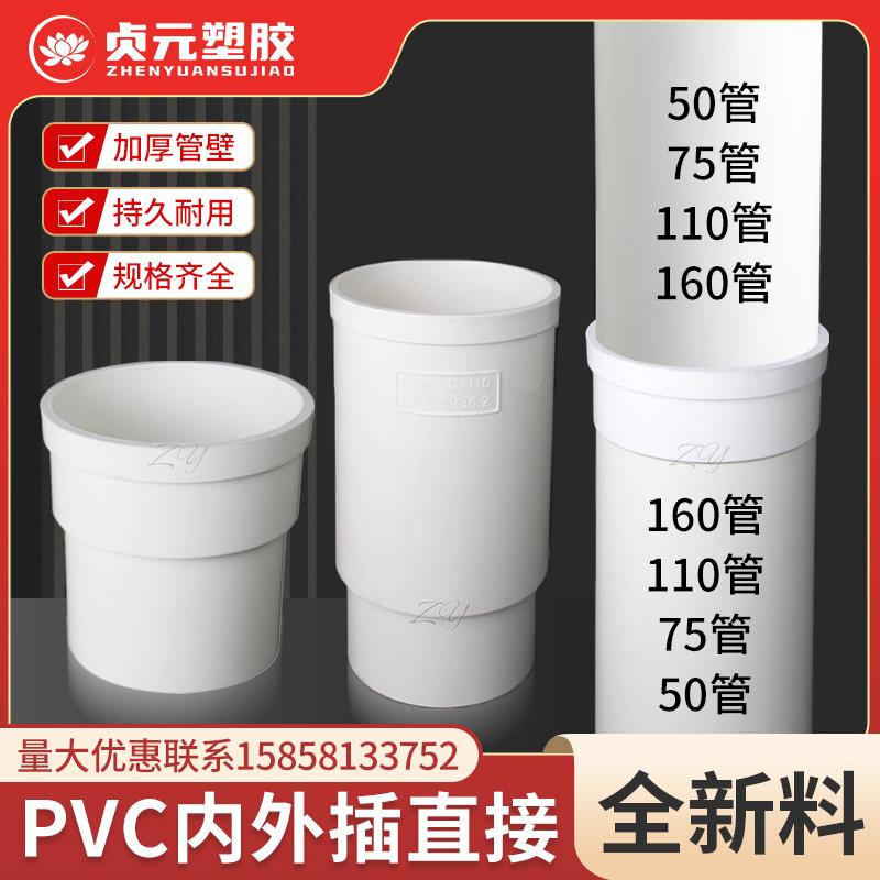 PVC内外插直接加厚大小延长接头排水下水管缩口内插承插接头配件