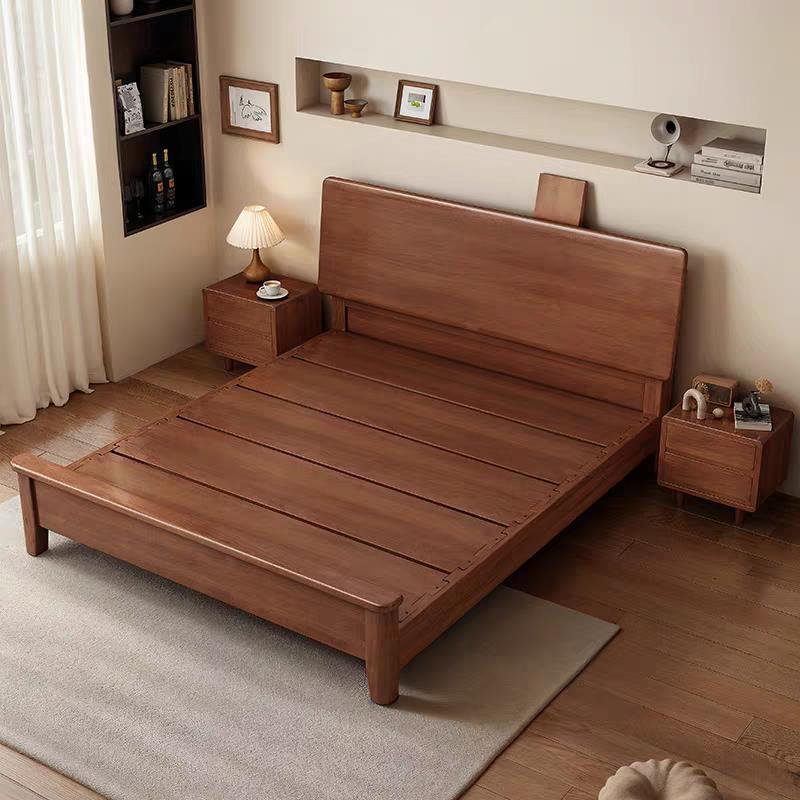 榫卯实木床小户型1m单人床现代简约胡桃色1.35m储物床1.8m双人床