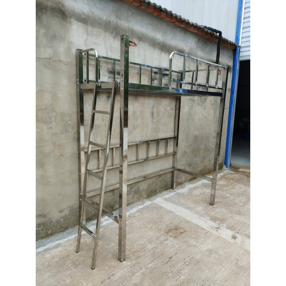 定制不锈钢铁艺无床头床架覆式高架床双人高架床上床下桌省空间