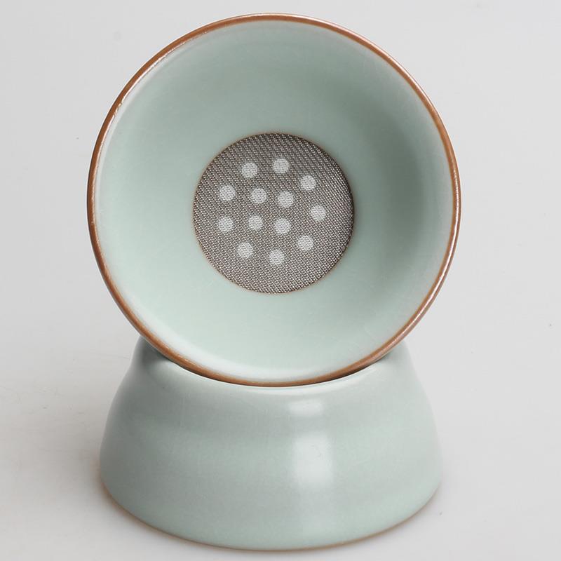 苍岚陶瓷天青汝窑茶漏茶海家用滤茶器公杯过滤茶叶泡茶头碗组功夫