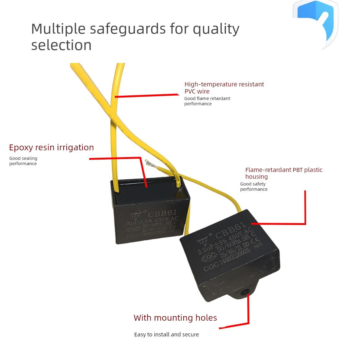 原厂全新CBB61风扇吊扇专用启动电容1.5/2.5/3/4/5/6UF450V通用型
