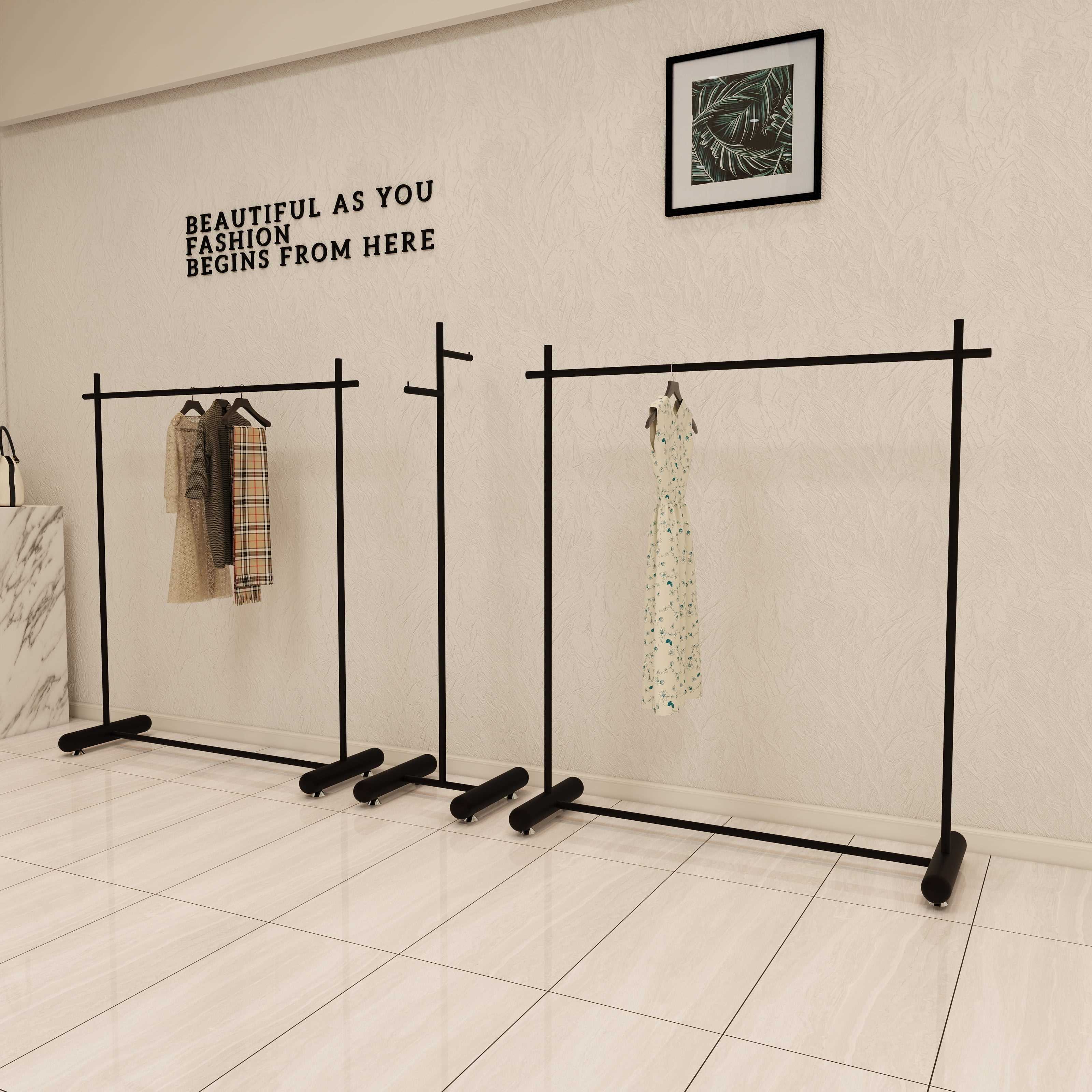 服装店展示架黑色挂衣架女装童装店专用落地架铁艺货架中岛礼服架