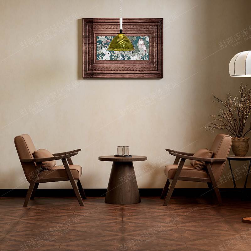 复古咖啡厅民宿桌椅组合餐厅酒吧清吧酒店休闲区卡座沙发洽谈接待