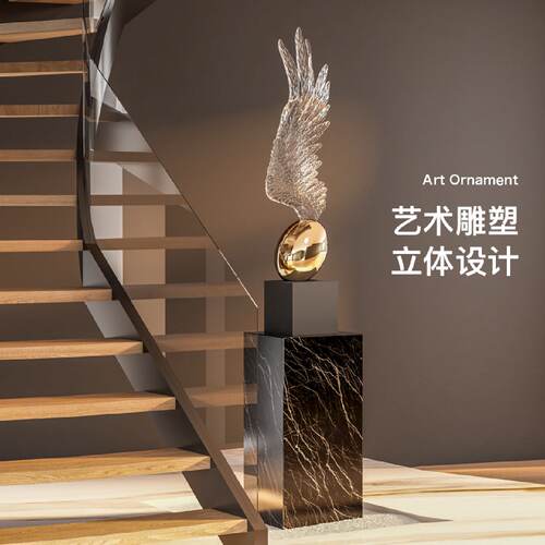 高级透明翅膀艺术落地摆件售楼部酒店雕塑办公室前台门口创意装饰