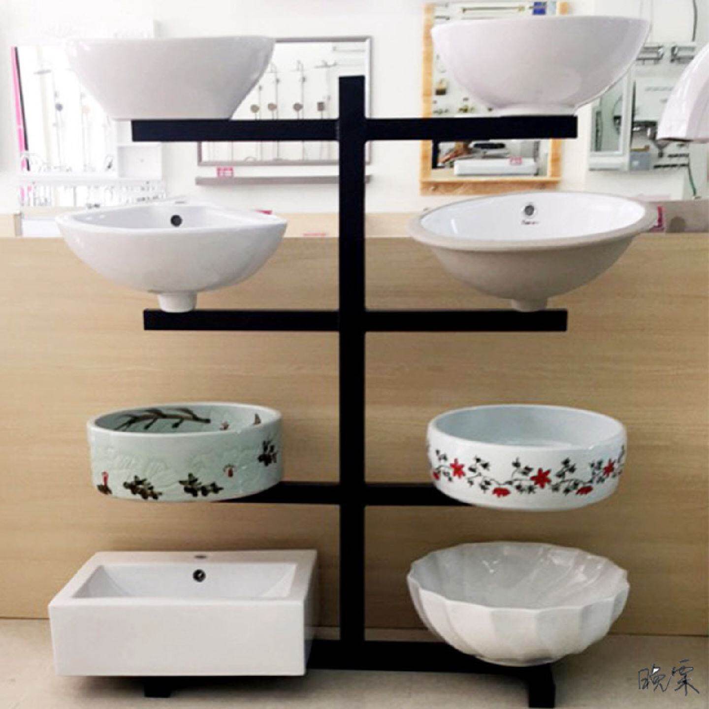 菜盆展示架8位艺术台上盆台下盆陶瓷盆玻璃盆展架卫浴洗手盆展
