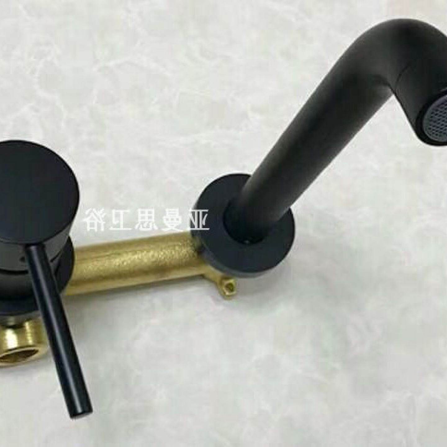 暗装嵌入墙冷热壁藏埋式出水浴室柜台盆洗脸面盆复古黑色水龙头铜