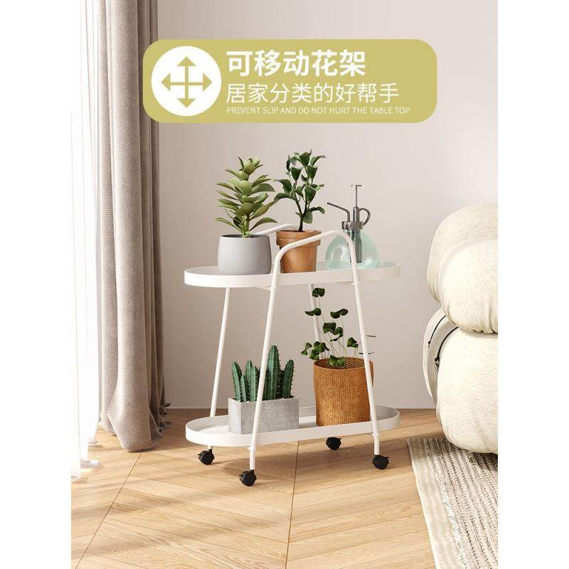 客厅简易落地花架多层置物架阳台铁艺花架带轮可移动铁艺置物架
