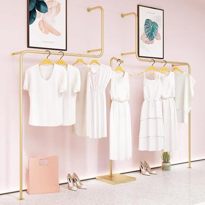 服装店展示架上墙壁挂女装店铺装修货架陈列架简约异形金色挂衣架