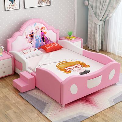 NRFK030#儿童女孩实木艾莎公主床1.5米带护栏1.2米卡通梦幻单人床