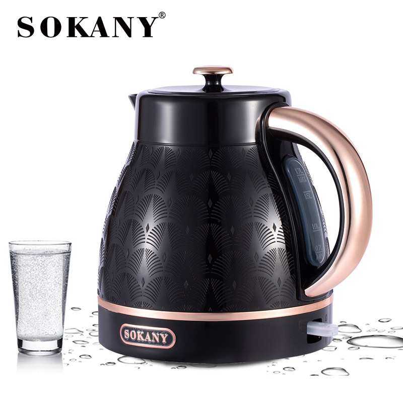 跨境SOKANY1030电热水壶家用烧水壶烧开水自动关闭鱼纹黑色复古,模玩/动漫/周边/娃圈三坑/桌游,模型制作工具/辅料耗材,淘宝优惠券,粉丝福利购,淘宝优惠卷