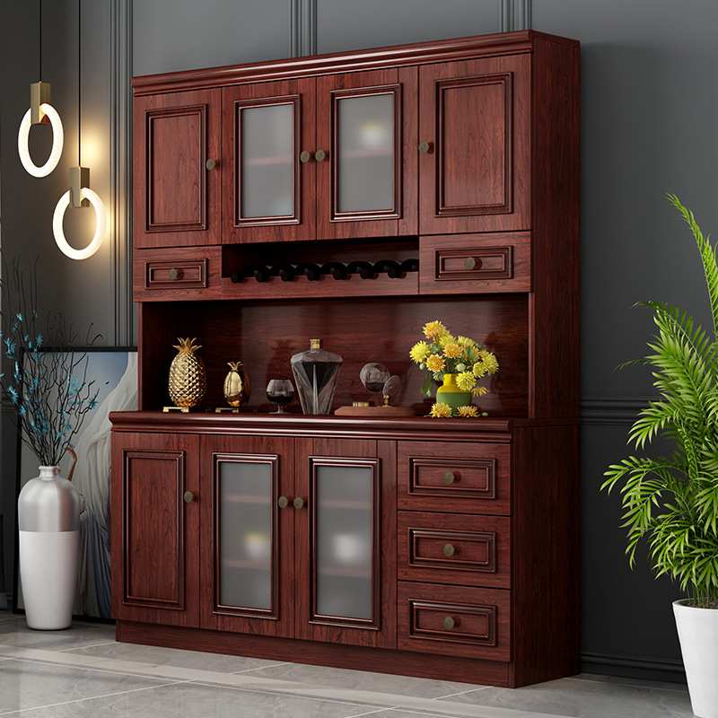 新中式实木餐边柜现代简约储物茶水柜酒柜餐厅多功能置物边柜似锦