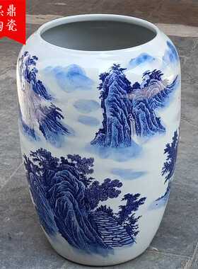 手绘陶瓷花瓶大号箭筒花插新中式家居客厅书房字画卷收纳缸箭筒