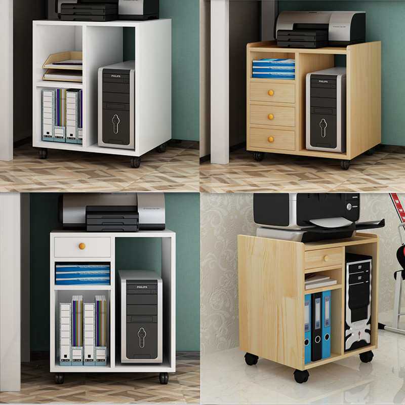 简约带滑轮可移动电脑主机架放置收纳架主机箱实木主机柜打印sω