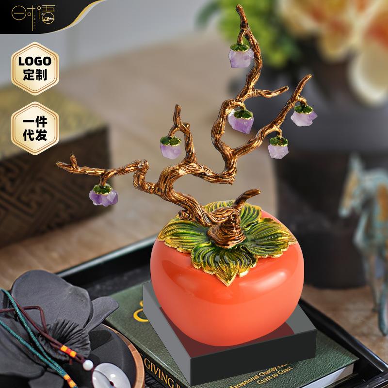 新中式事事如意柿子摆件乔迁新居结婚礼品客厅电视柜玄关装饰摆件