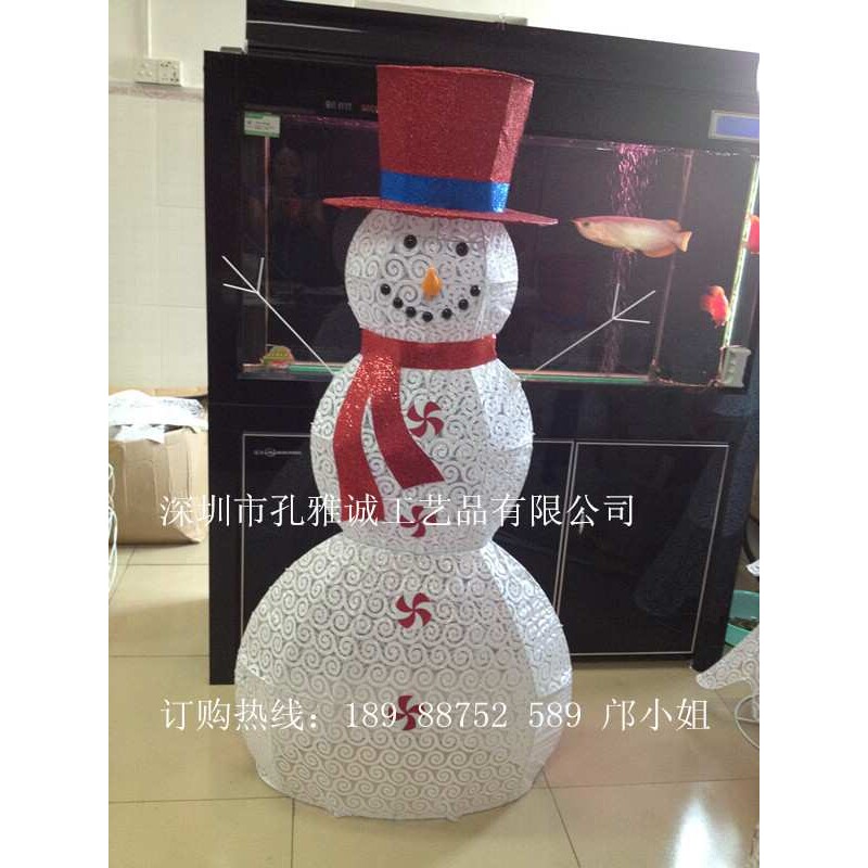 圣诞雪人 铁艺圣诞雪人 棉线金粉雪人 圣诞装饰 商场酒店布置
