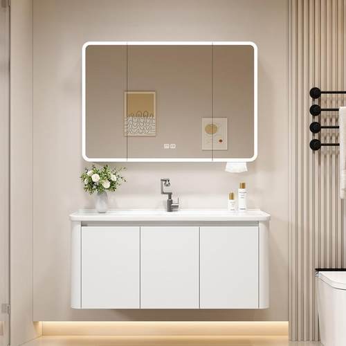 浴室柜陶瓷一体盆led防雾触摸带灯智能浴室镜厕所挂墙酒店洗手台