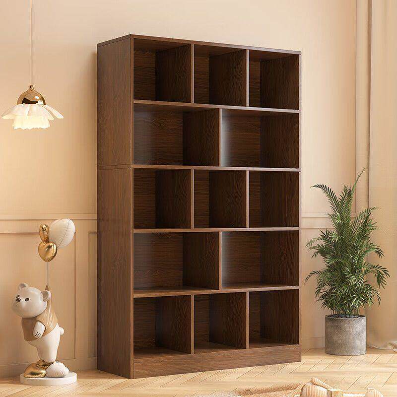 书柜置物柜酒柜落地多层靠墙一体实木色置物架学生书柜储物展示柜