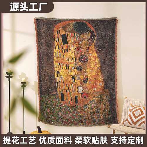 高品质定制跨境多功能装饰油画挂毯沙发盖巾棉线毯全盖沙发毯子批