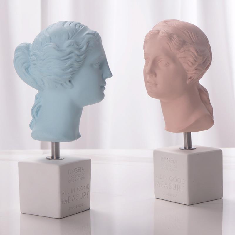 北欧ins树脂头像雕塑创意人物模型摄影样板间摆件雕像酒柜装饰品