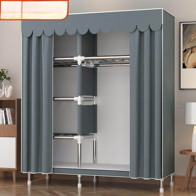 简易衣柜出租房用布衣柜家用卧室组装柜子钢管加粗加固收纳架衣橱
