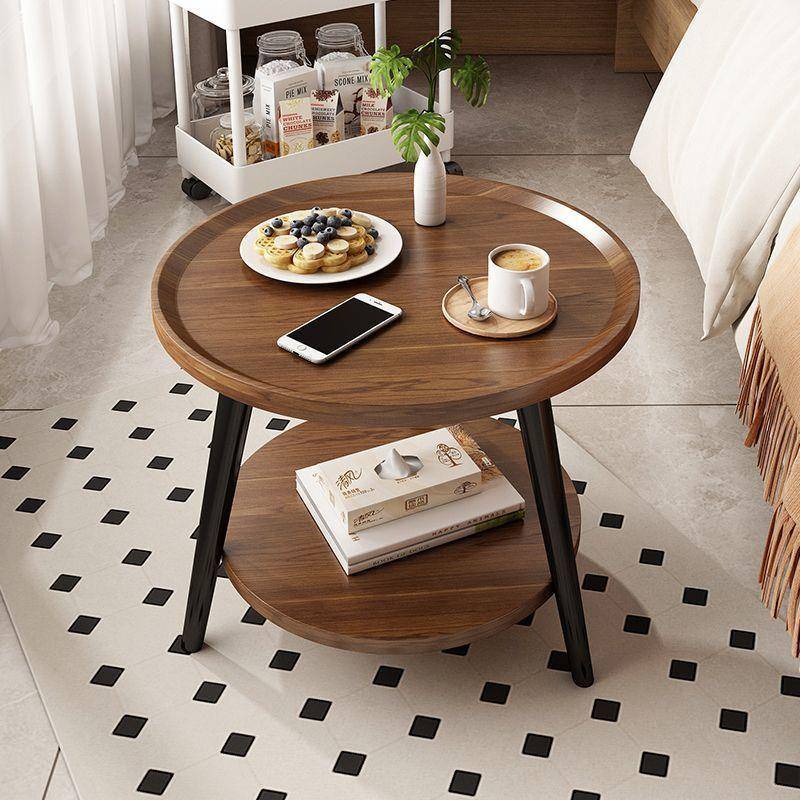 两层茶几小桌子沙发客厅卧室家用小户型圆形床头简约阳台茶桌圆桌