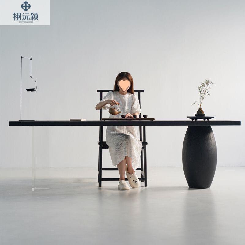 亚克力碳化实木松木茶桌客厅茶几家用茶台阳台大板艺术办公桌规格