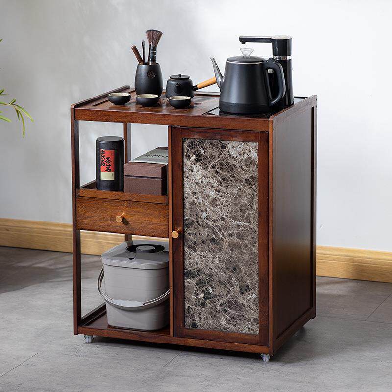 茶几家用客厅带轮可移动实木小茶车茶具套装烧水壶一体中式茶水柜