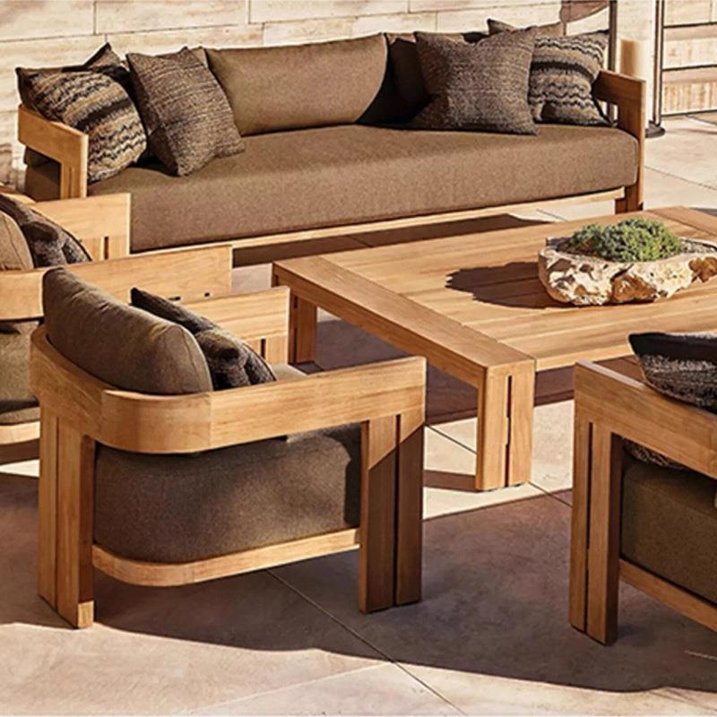 柚木户外沙发庭院别墅休闲家具露天防水晒花园创意实木椅茶几