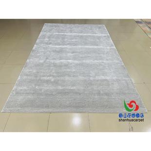 现代简约灰色长方形格子中式客厅茶几沙发地毯大厅接待室贵宾室