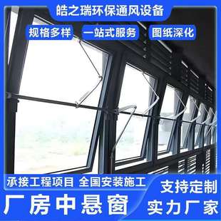 电动厂房悬窗上中下三型可选通风防雨自动启闭工业车间窗采光