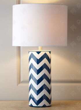 新中式陶瓷台灯卧室床头灯蓝色竹子现代简约个性679