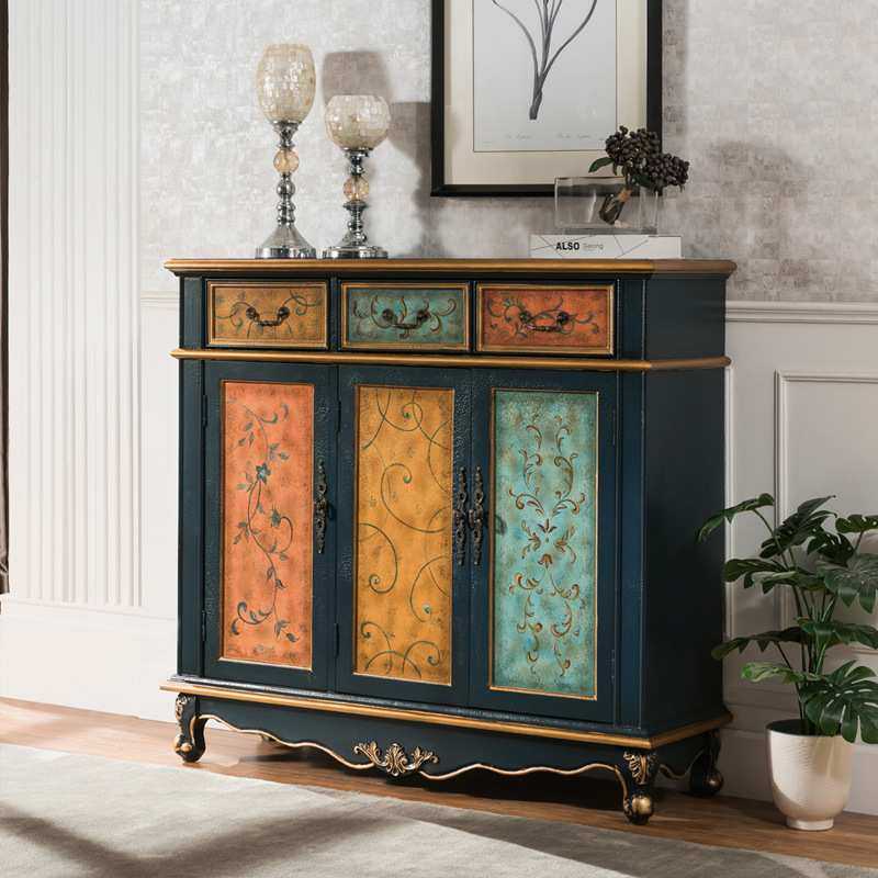 至高美式全实木鞋柜复古蓝色彩绘高档客厅家具储物柜整装工厂,模玩/动漫/周边/娃圈三坑/桌游,模型制作工具/辅料耗材,淘宝优惠券,粉丝福利购,淘宝优惠卷